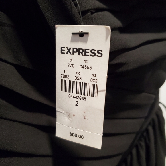 Express one shoulder black dress with pleats, size 2 - Picture 8 of 13